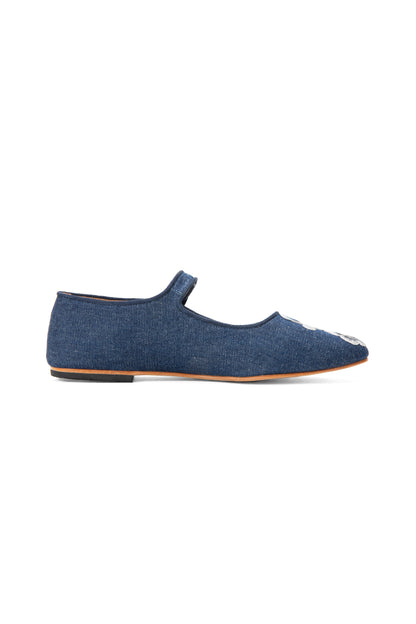 John Fluevog x Anna Sui Butterfly Mary Janes - Denim Blue | Anna Sui