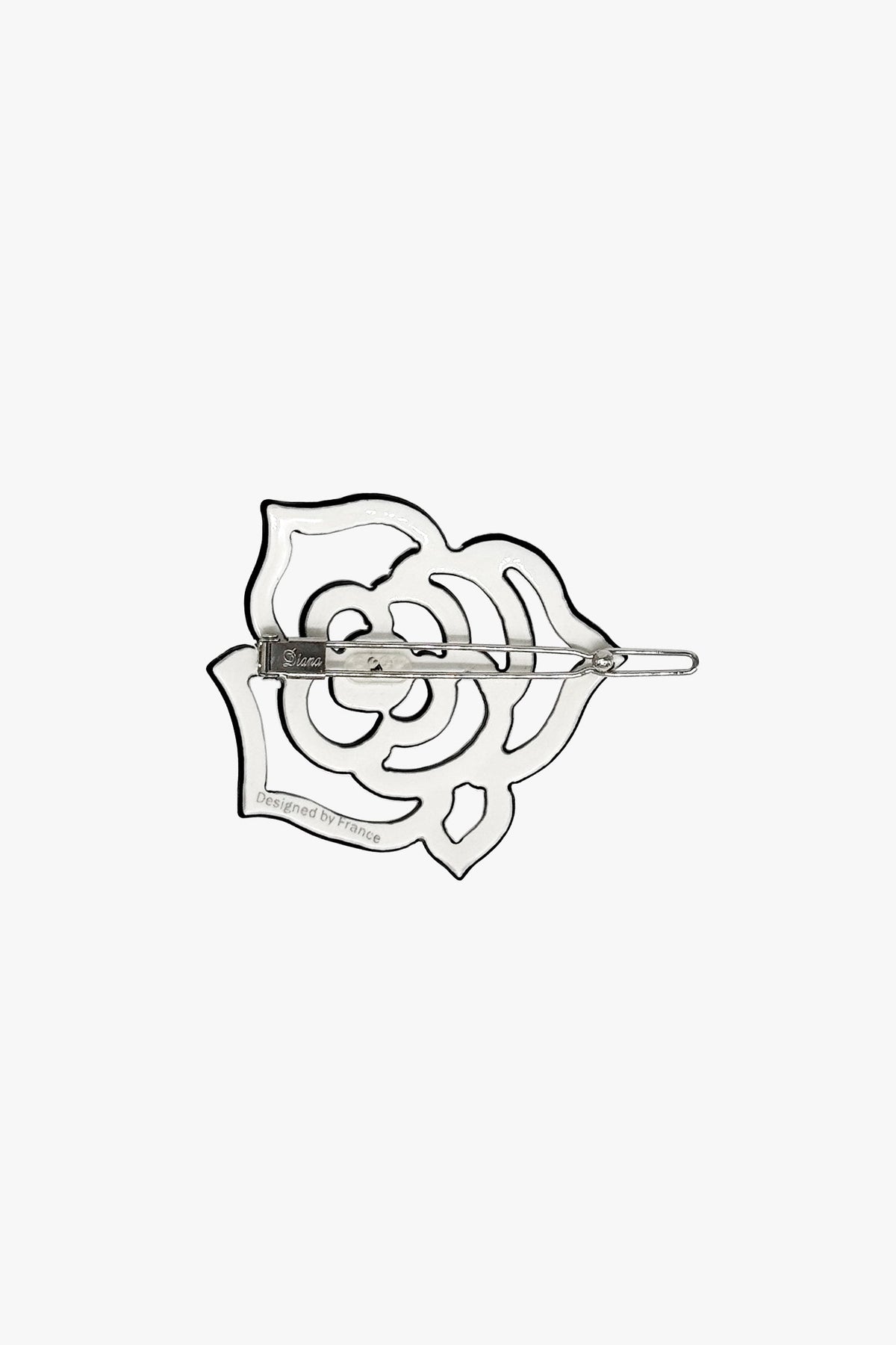 Cutout Crystal Embroidered Rose Side Barrette-White | Anna Sui