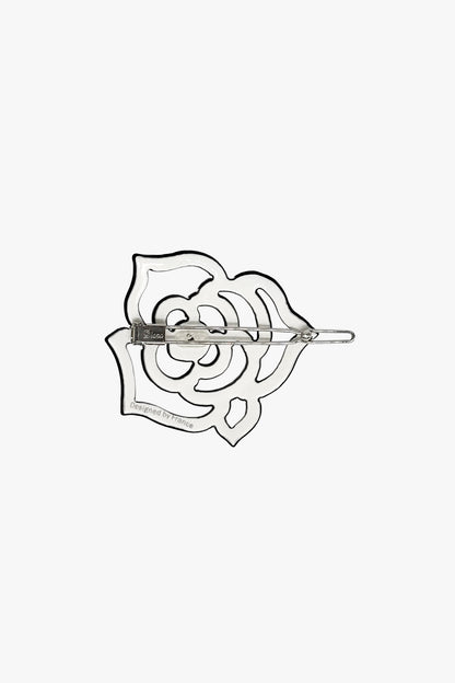 Cutout Crystal Embroidered Rose Side Barrette-White | Anna Sui
