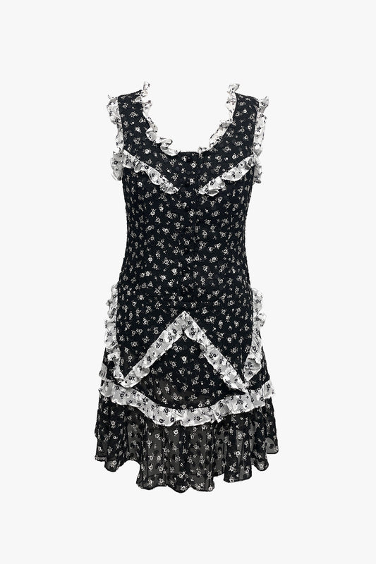 Ditsy Dot Chiffon Ruffle Dress | Anna Sui