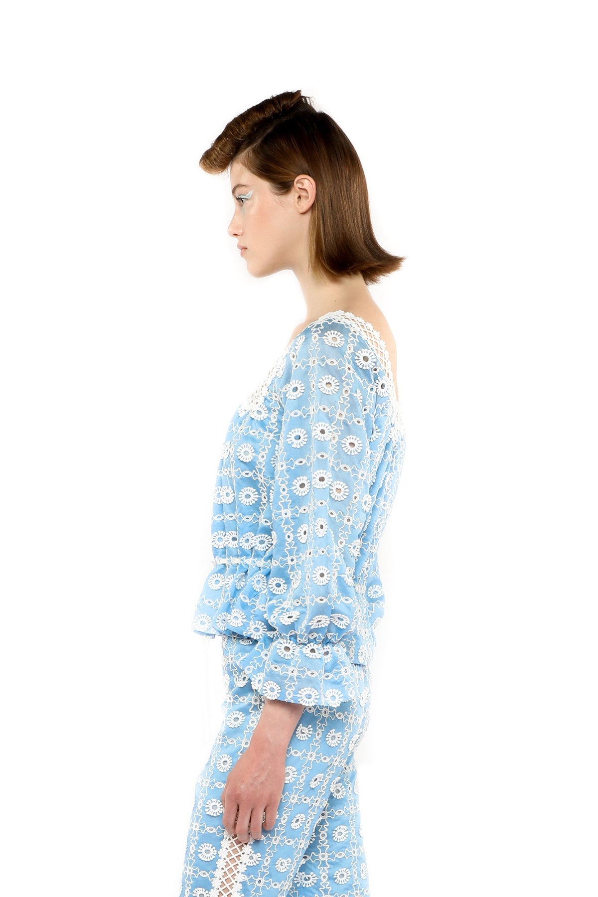 Lattice Lace Embroidery Tie Blouse | Anna Sui