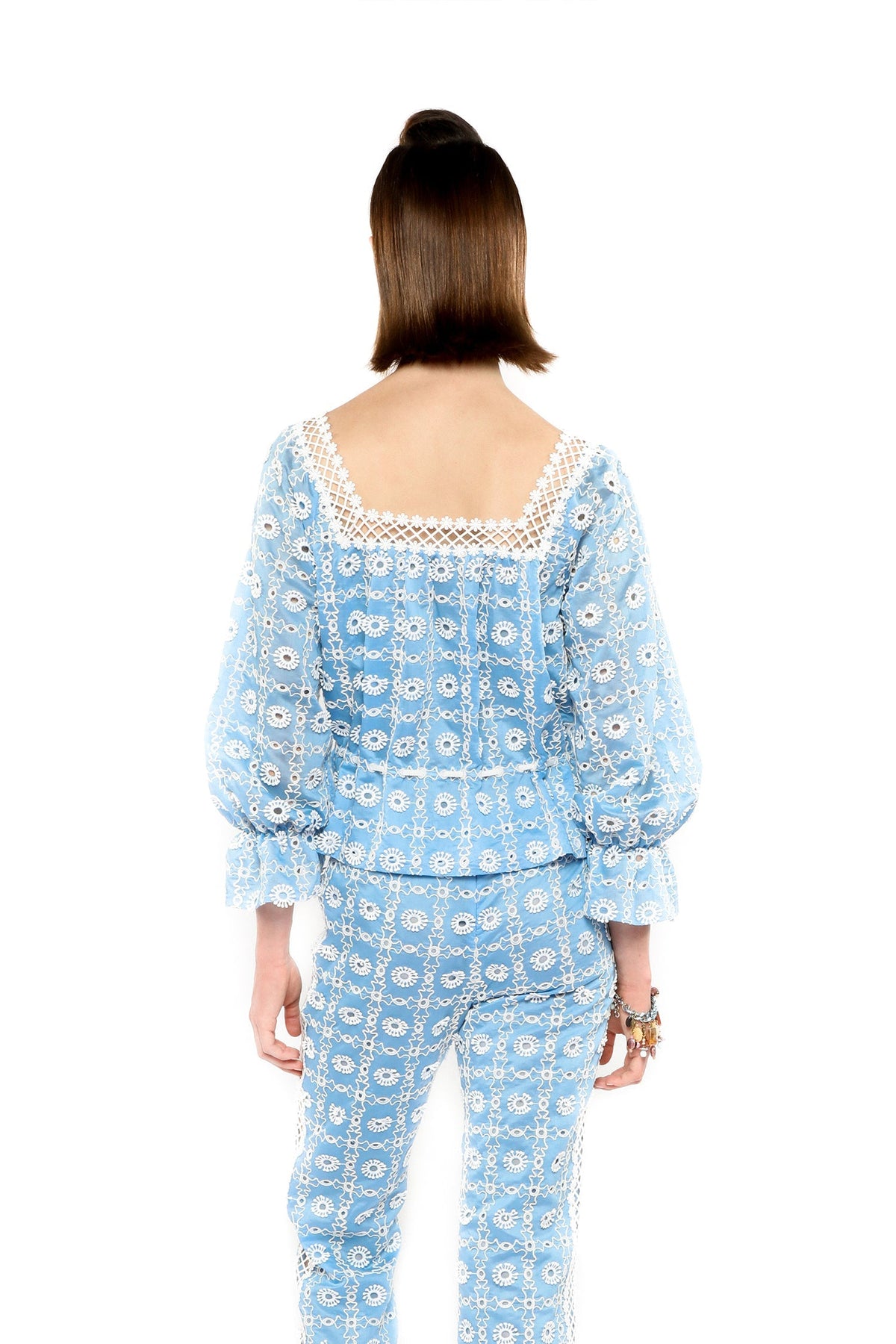 Lattice Lace Embroidery Tie Blouse | Anna Sui