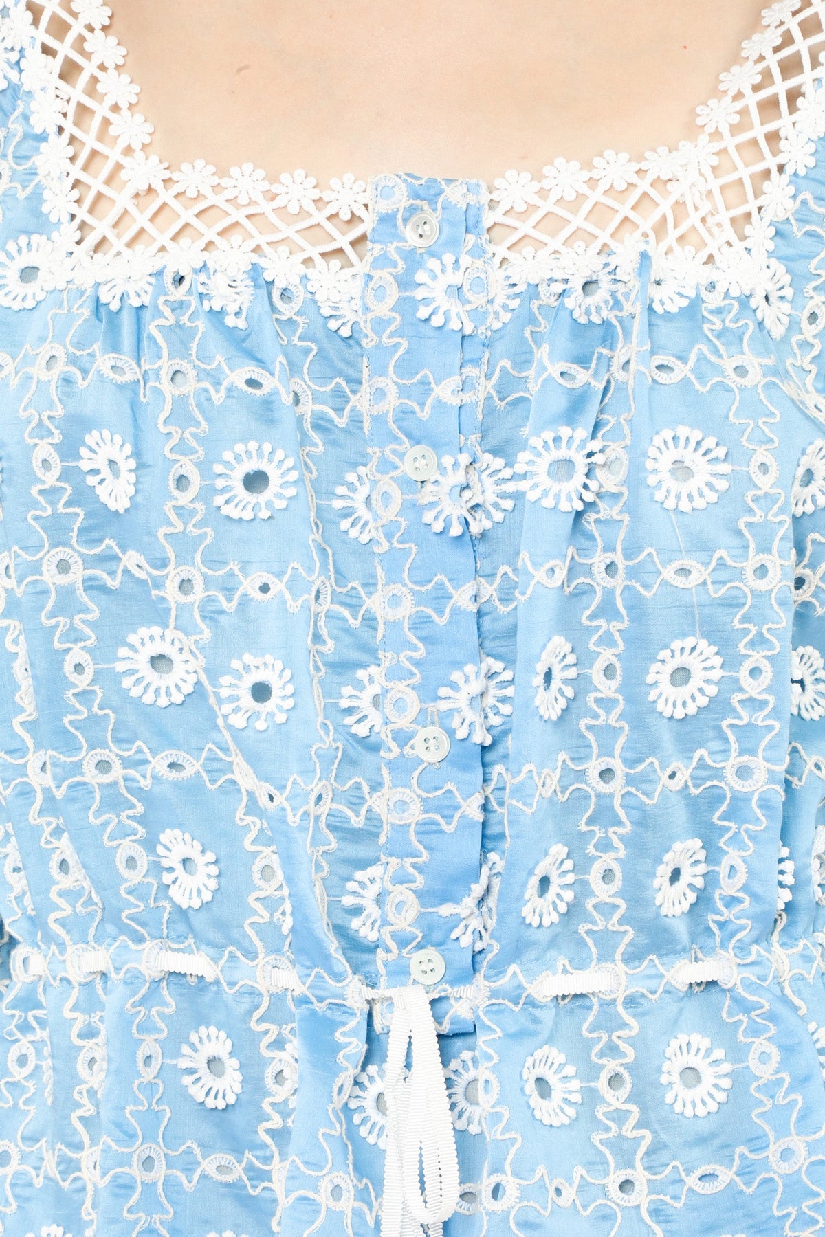 Lattice Lace Embroidery Tie Blouse | Anna Sui