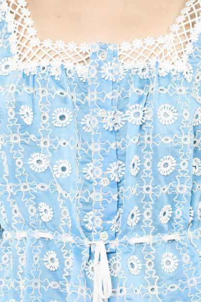 Lattice Lace Embroidery Tie Blouse | Anna Sui