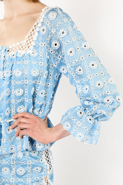 Lattice Lace Embroidery Tie Blouse | Anna Sui