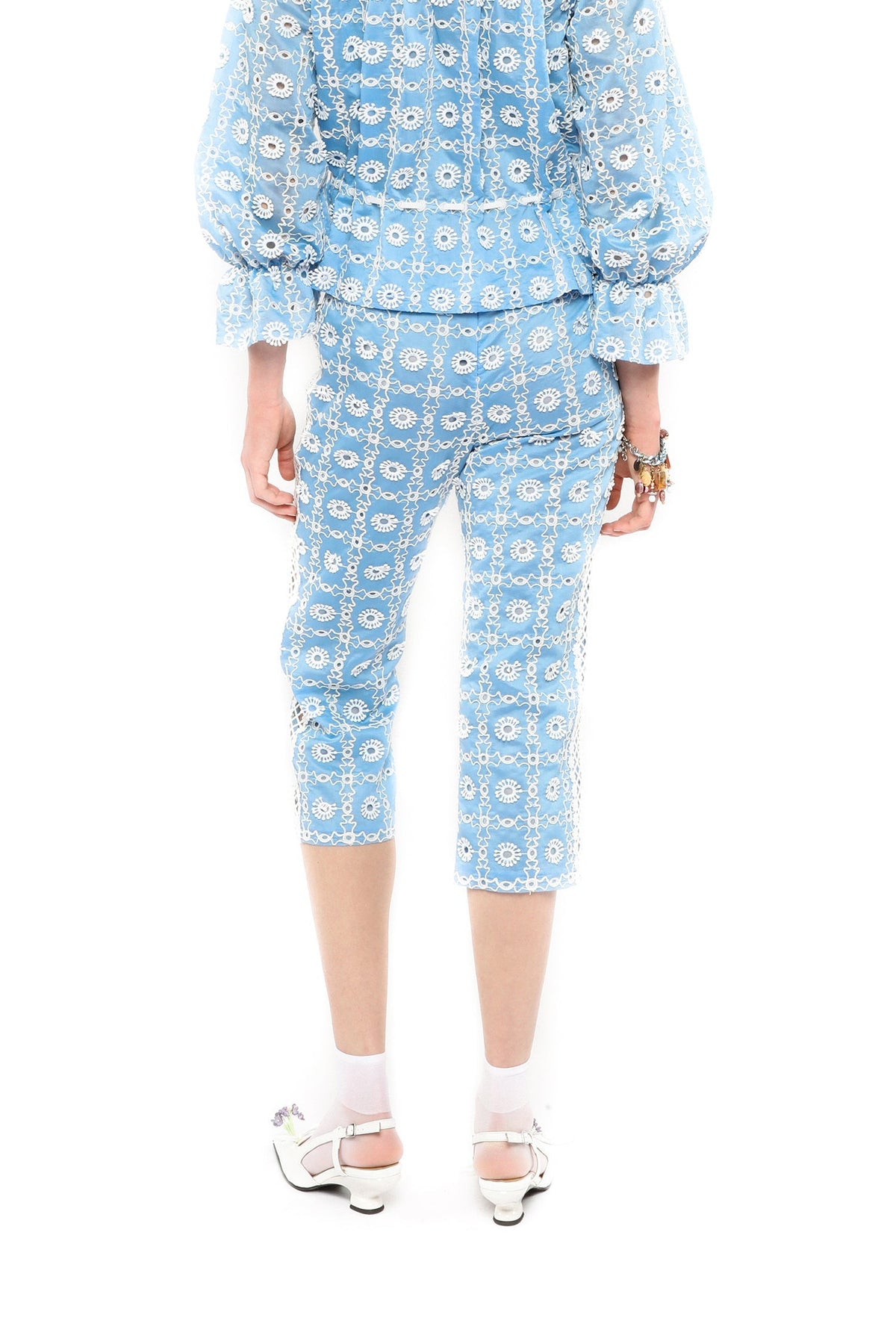 Lattice Lace Embroidery Capri Pants | Anna Sui