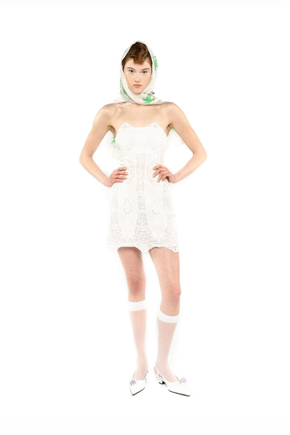 Applique Lace Combo Strapless Dress | Anna Sui