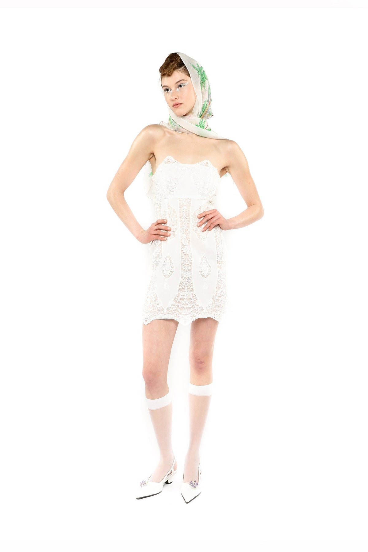 Applique Lace Combo Strapless Dress | Anna Sui