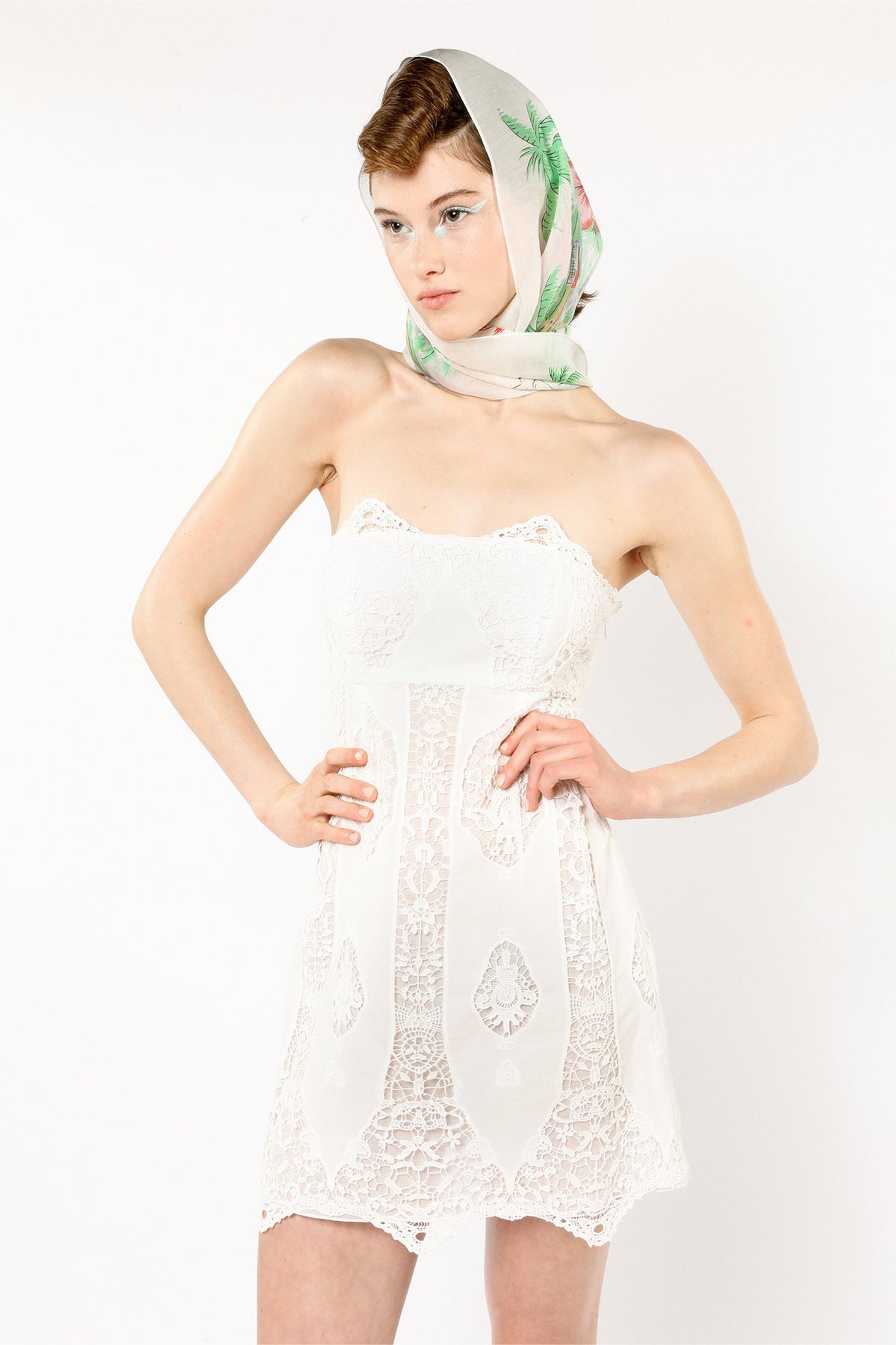 Applique Lace Combo Strapless Dress | Anna Sui