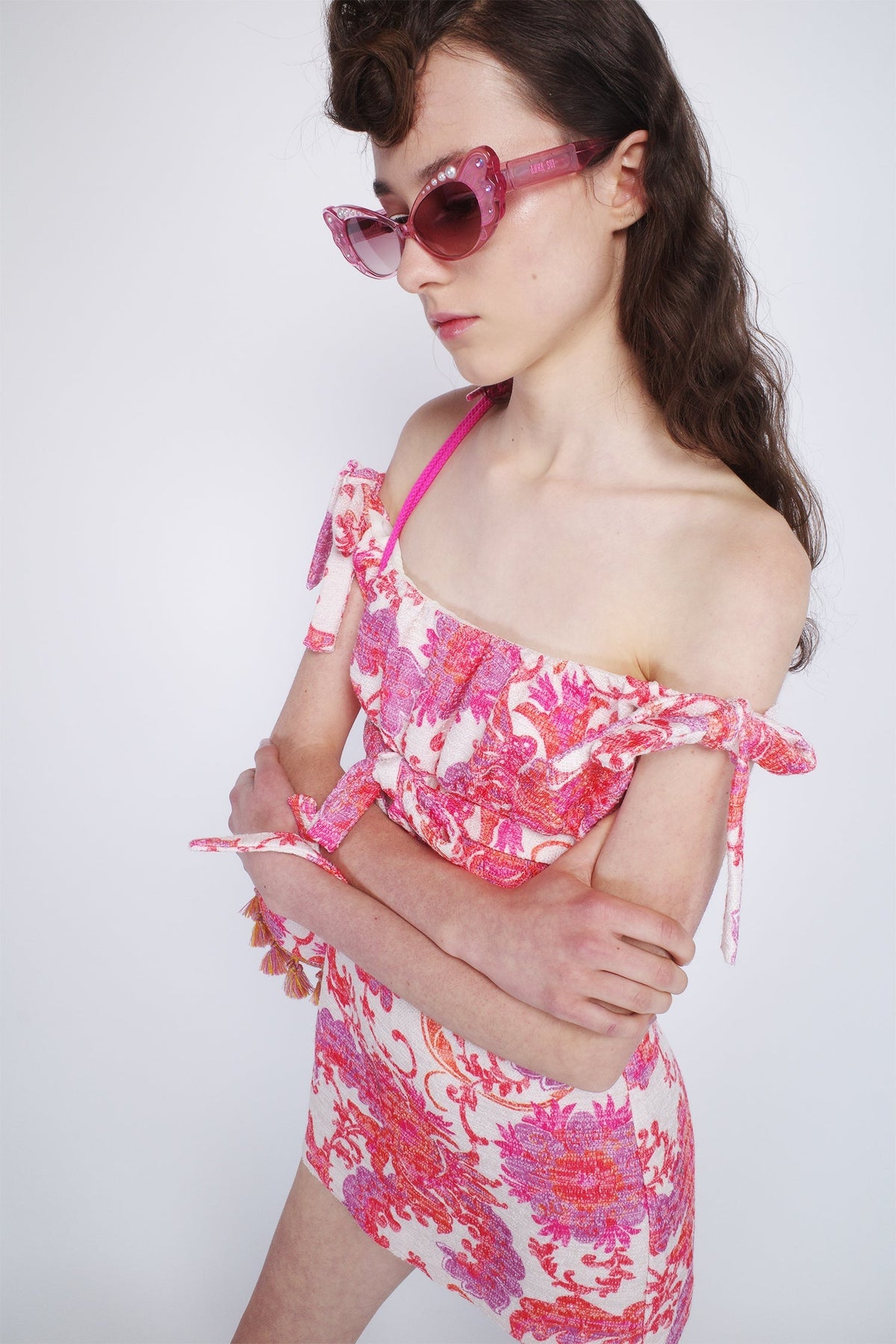 Arabesque Linen Tie Mini Dress | Anna Sui