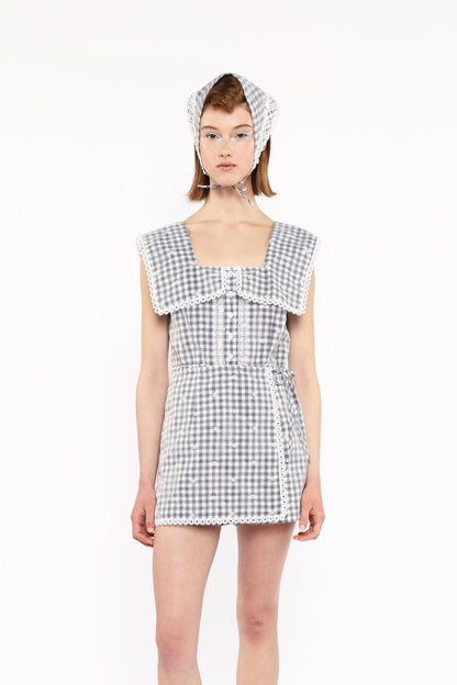 Daisy Embroidery on Gingham Tie Romper | Anna Sui