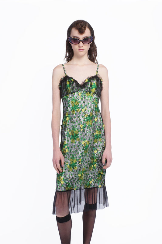 Rosebuds Lace Combo Slip Dress | Anna Sui