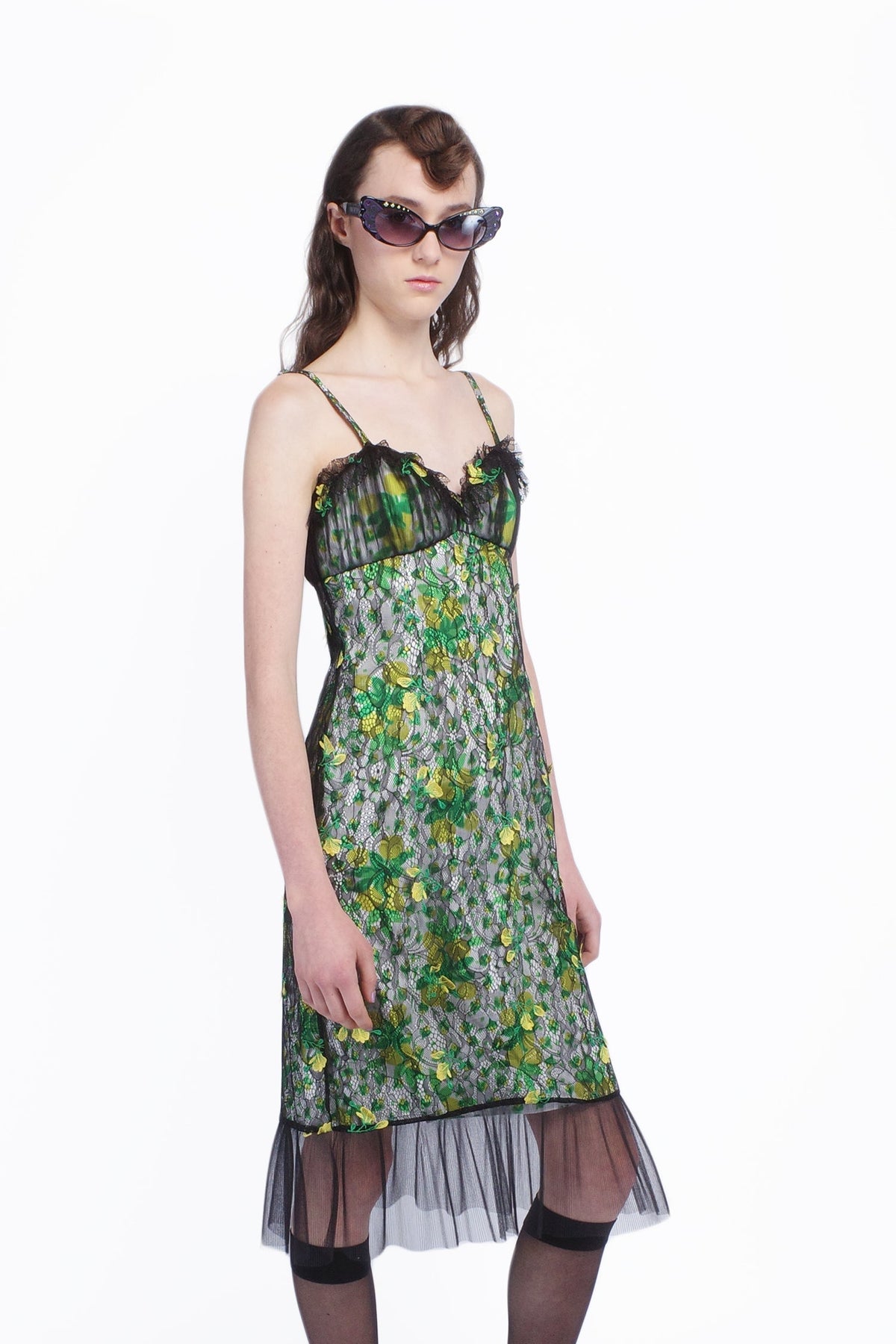 Rosebuds Lace Combo Slip Dress | Anna Sui