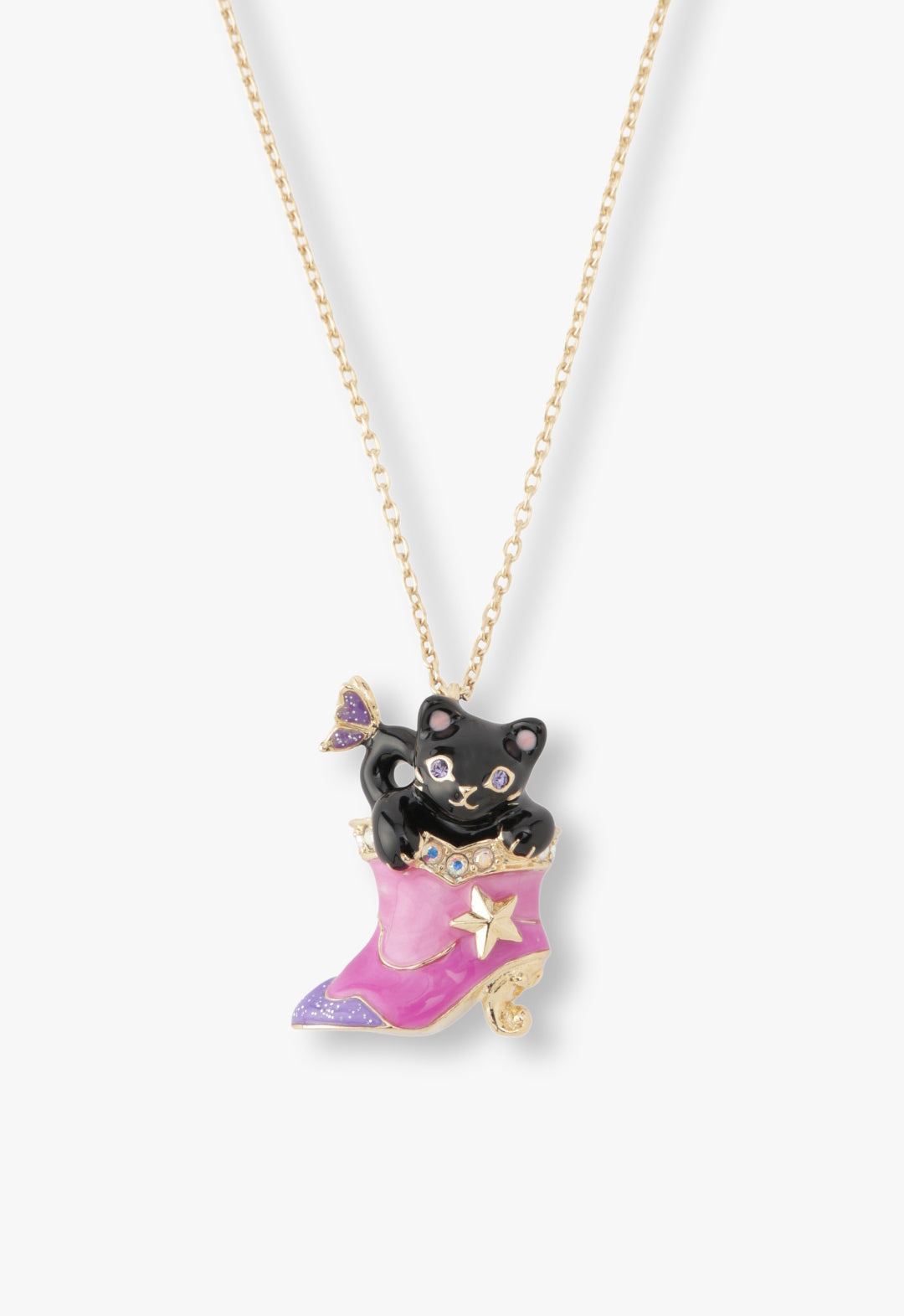 Mystical Cat & Butterfly Boot Necklace | Anna Sui