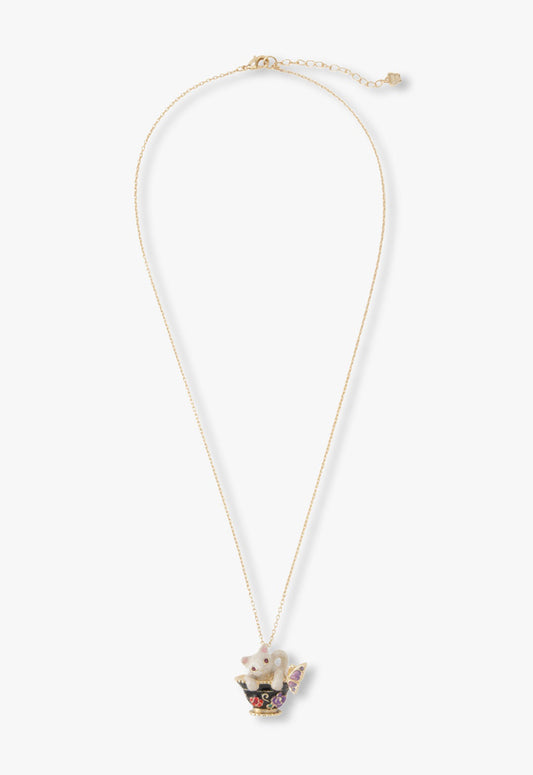 Jeweled Cat & Butterfly Chalice Necklace | Anna Sui