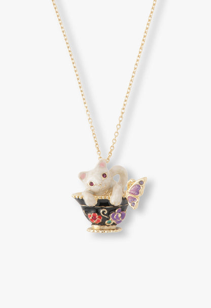 Jeweled Cat & Butterfly Chalice Necklace | Anna Sui