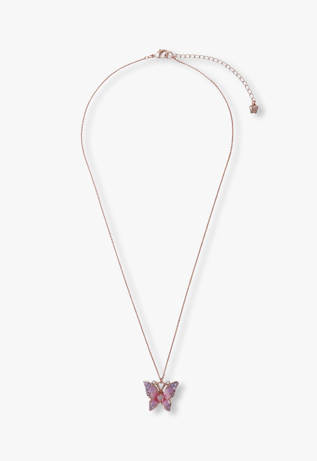 Pink & Lavender Butterfly Glow Necklace - Rose Gold | Anna Sui