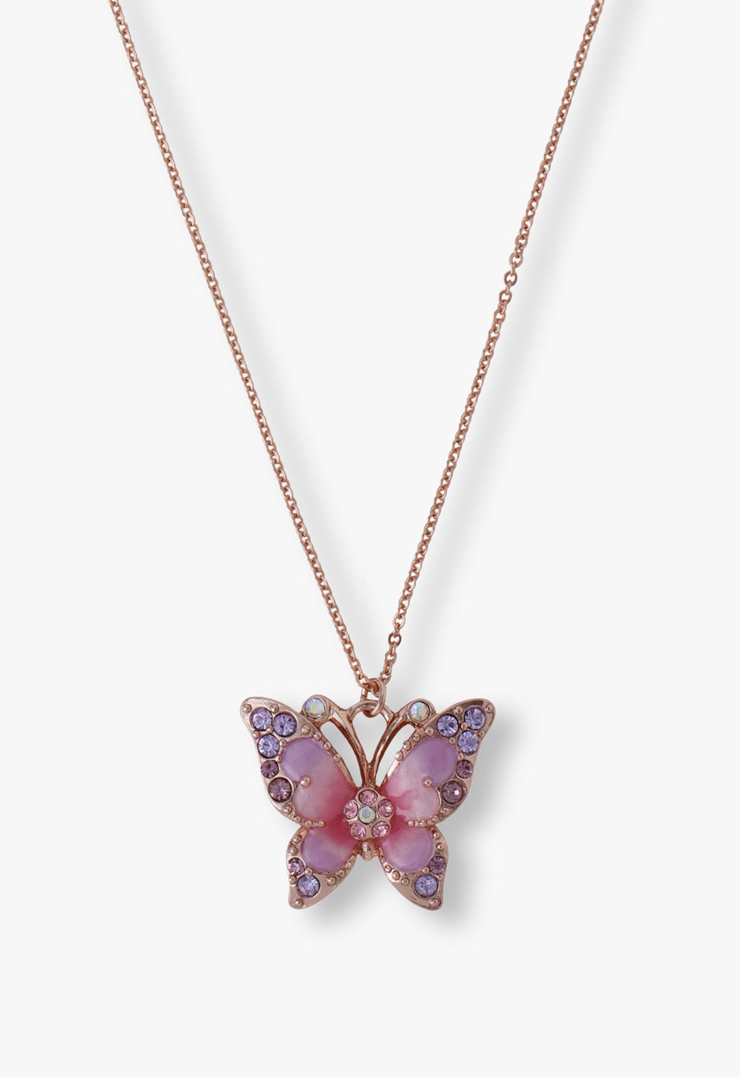 Pink & Lavender Butterfly Glow Necklace - Rose Gold | Anna Sui