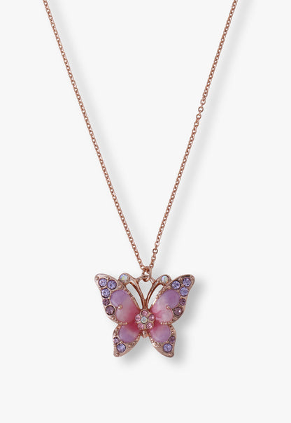 Pink & Lavender Butterfly Glow Necklace - Rose Gold | Anna Sui