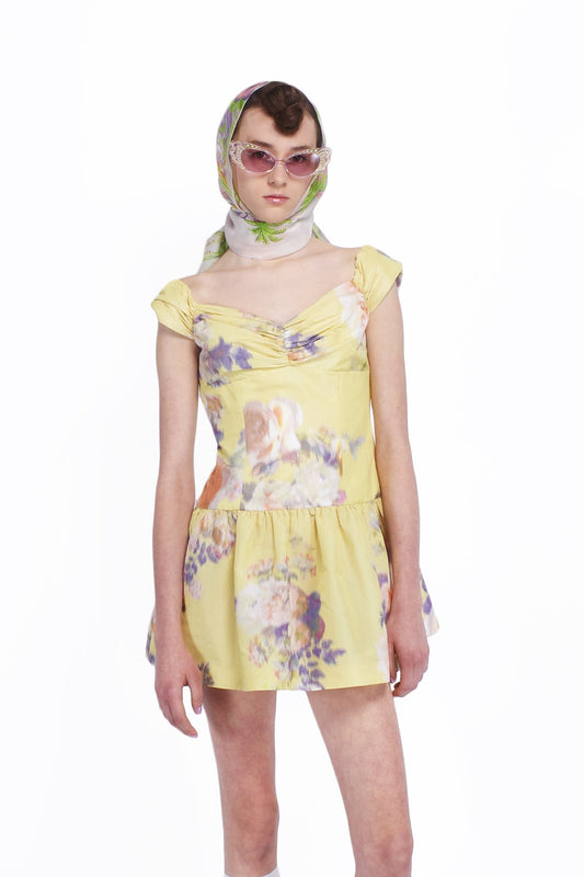 Cabbage Rose Taffeta Sweetheart Dress | Anna Sui