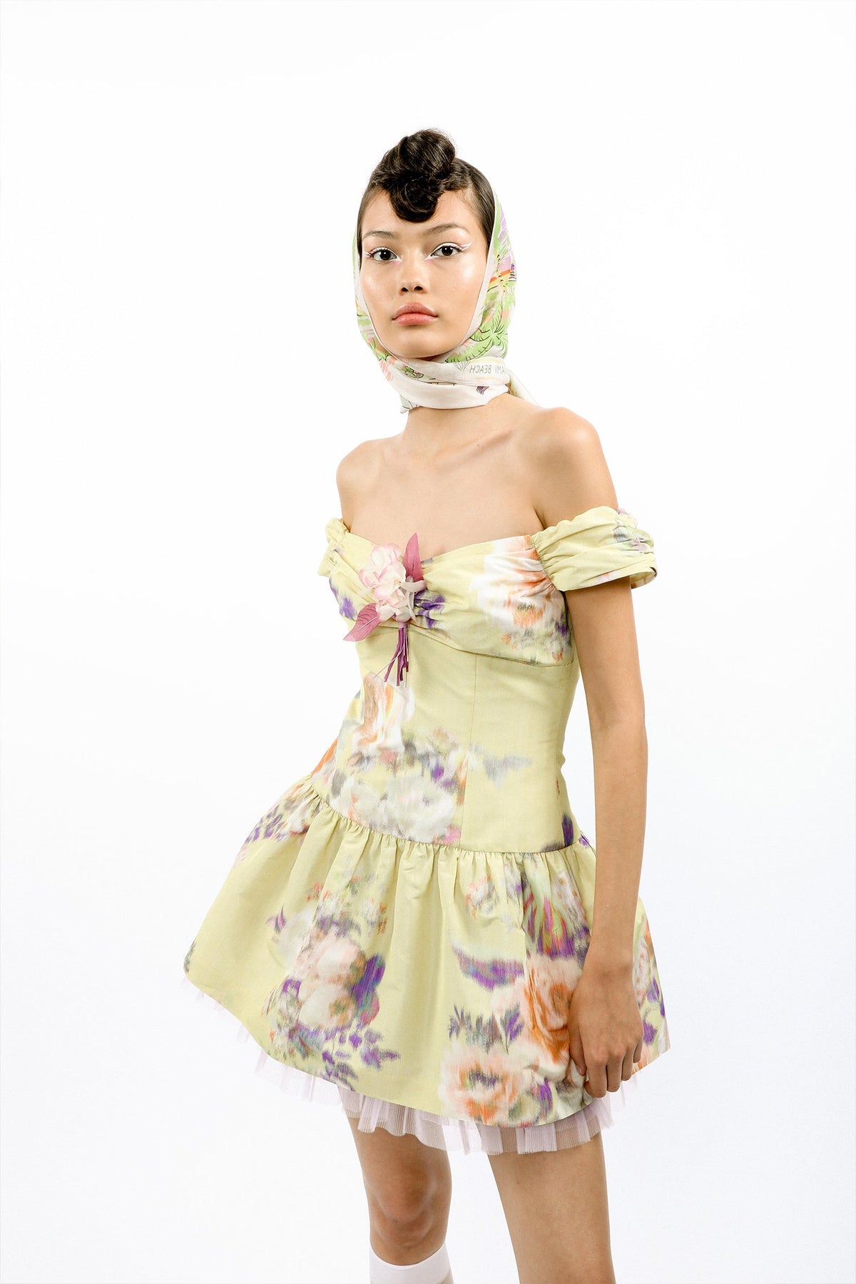Cabbage Rose Taffeta Sweetheart Dress | Anna Sui