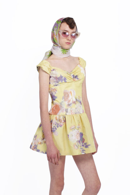 Cabbage Rose Taffeta Sweetheart Dress | Anna Sui