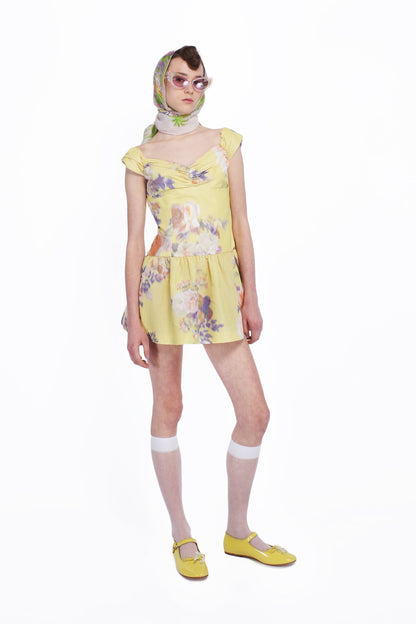 Cabbage Rose Taffeta Sweetheart Dress | Anna Sui