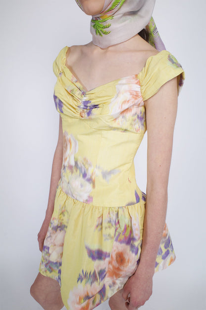 Cabbage Rose Taffeta Sweetheart Dress | Anna Sui