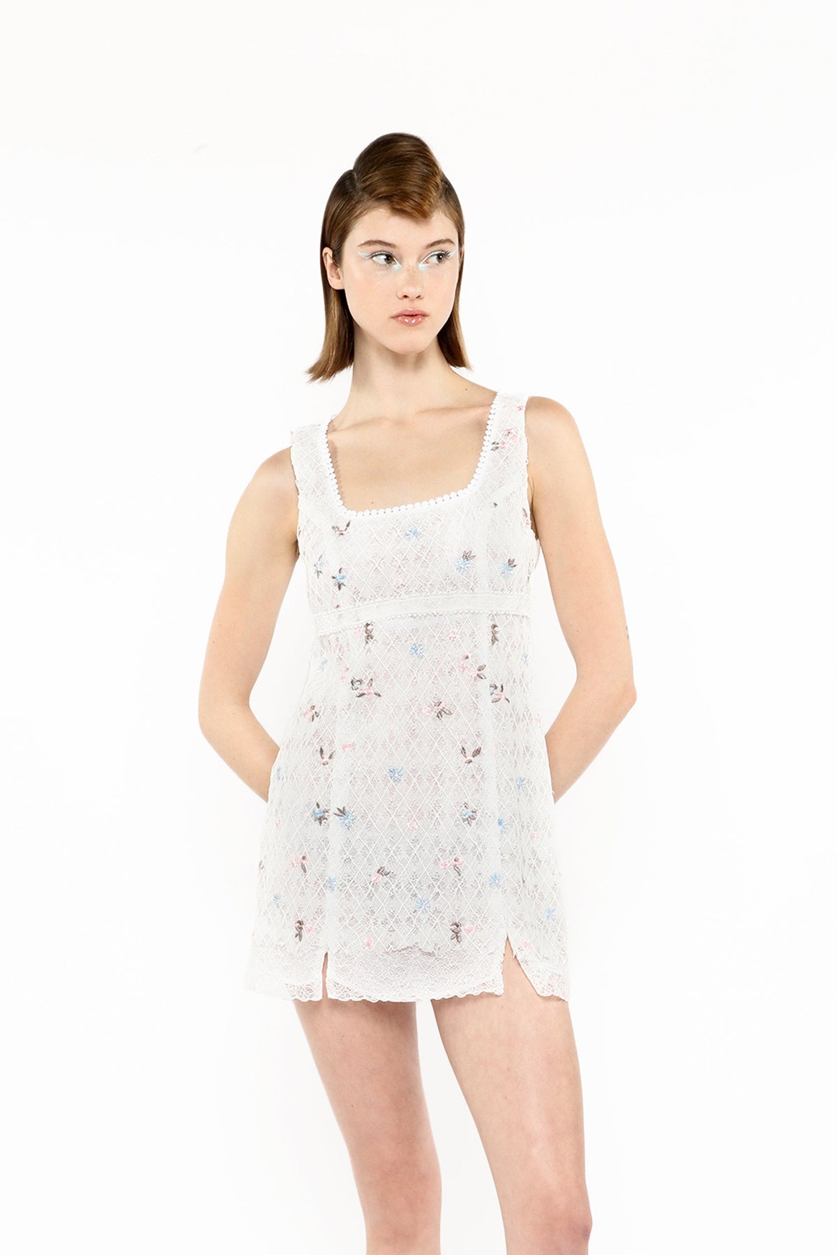 Embroidered Lacey Trellis Mini Dress | Anna Sui