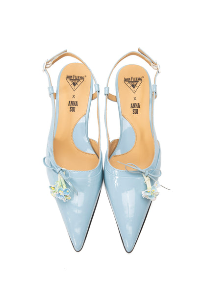John Fluevog x Anna Sui Slingback Heels - Blue | Anna Sui