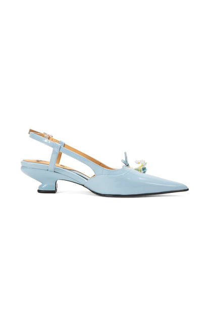 John Fluevog x Anna Sui Slingback Heels - Blue | Anna Sui