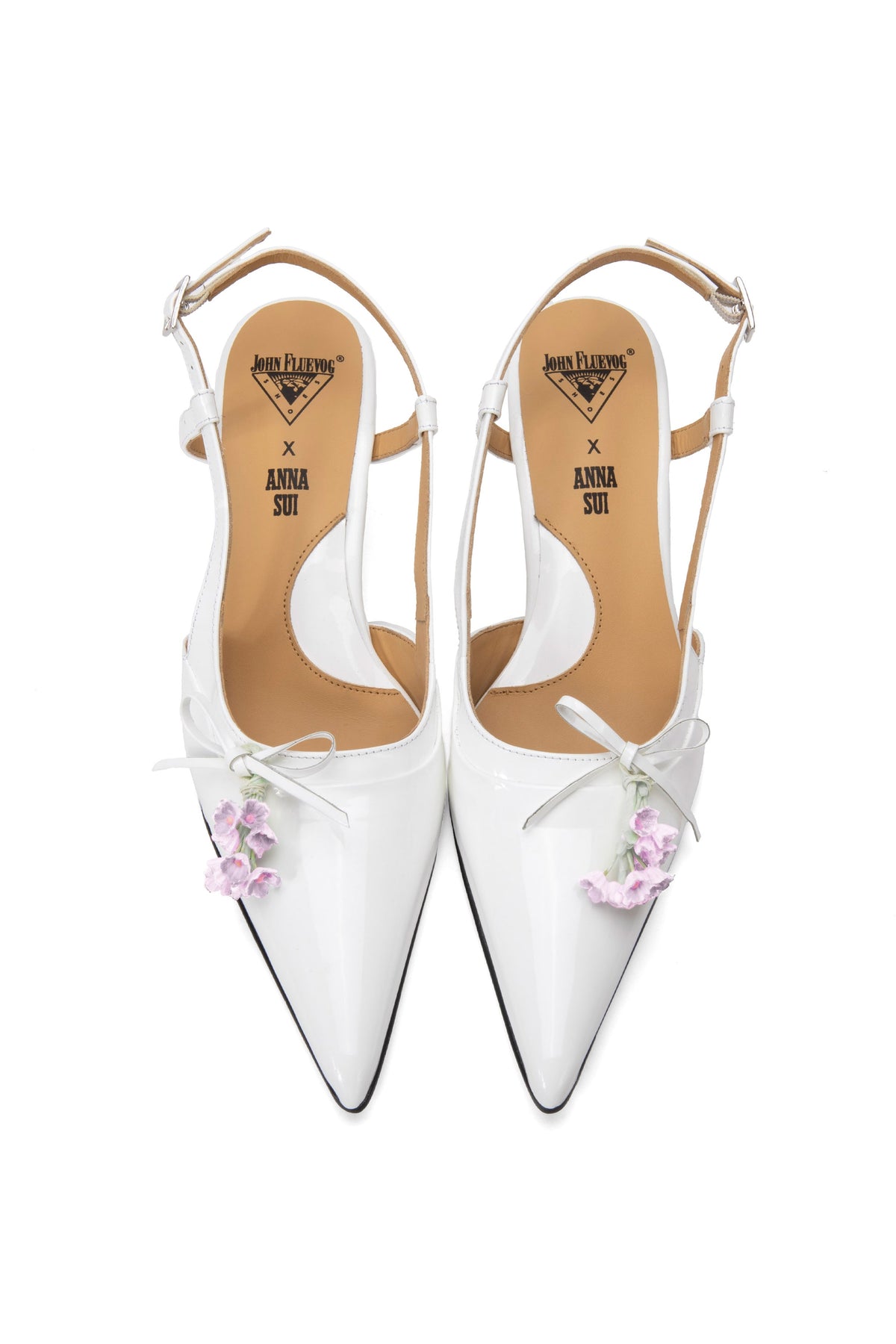 John Fluevog x Anna Sui Slingback Heels - White | Anna Sui