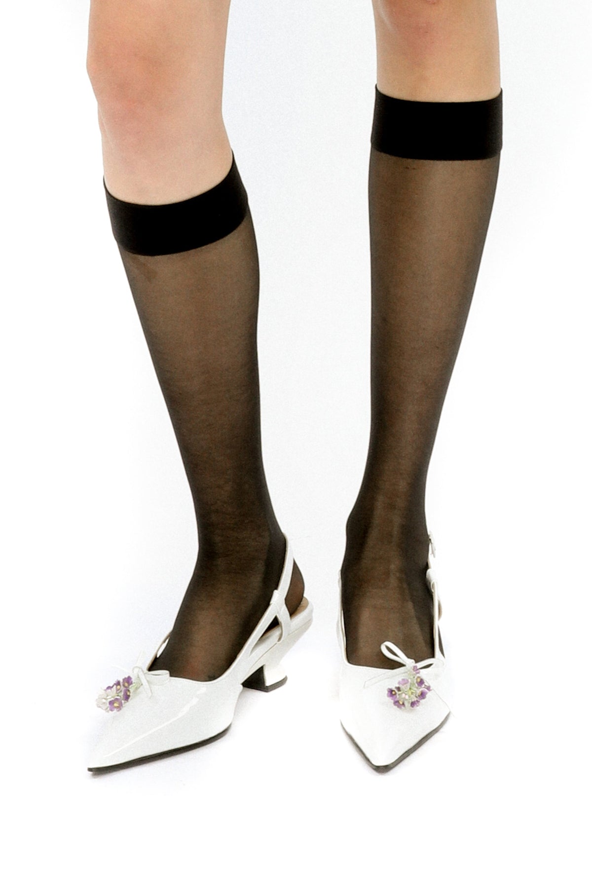 John Fluevog x Anna Sui Slingback Heels - White | Anna Sui