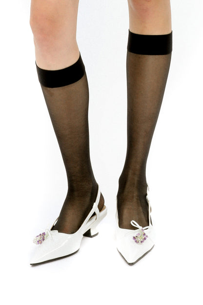 John Fluevog x Anna Sui Slingback Heels - White | Anna Sui