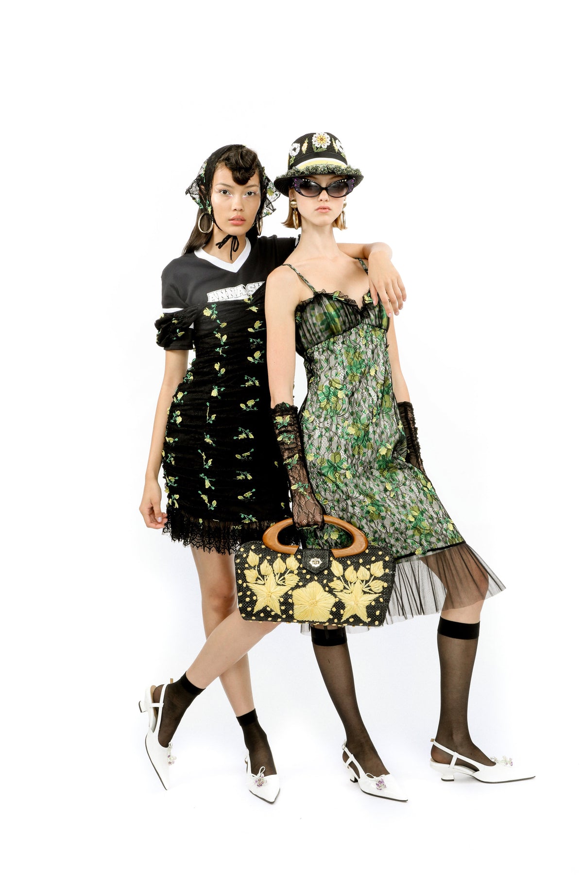 John Fluevog x Anna Sui Slingback Heels - White | Anna Sui