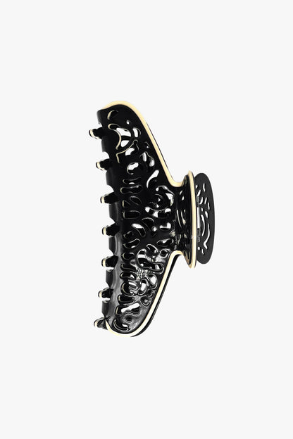 Vintage Black & White Two-Tone Open Scroll Jaw Clip | Anna Sui