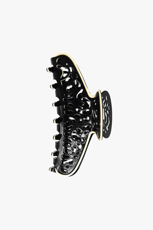 Vintage Black & White Two-Tone Open Scroll Jaw Clip | Anna Sui
