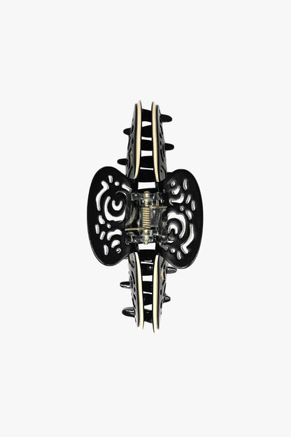 Vintage Black & White Two-Tone Open Scroll Jaw Clip | Anna Sui