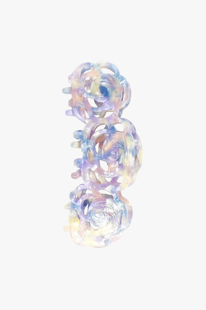 Triple Open Flower Rose Jaw Clip - Blue Lavender | Anna Sui