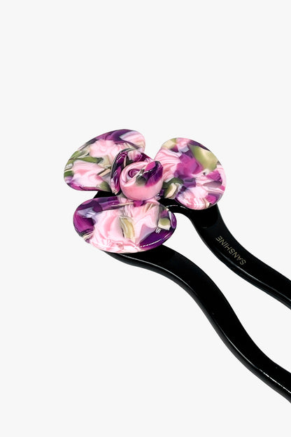 Spring Flower Chignon Hair Pin- Green & Purple | Anna Sui