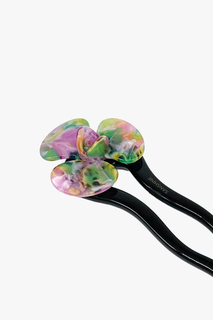 Spring Flower Chignon Hair Pin- Muted Green & Purple | Anna Sui