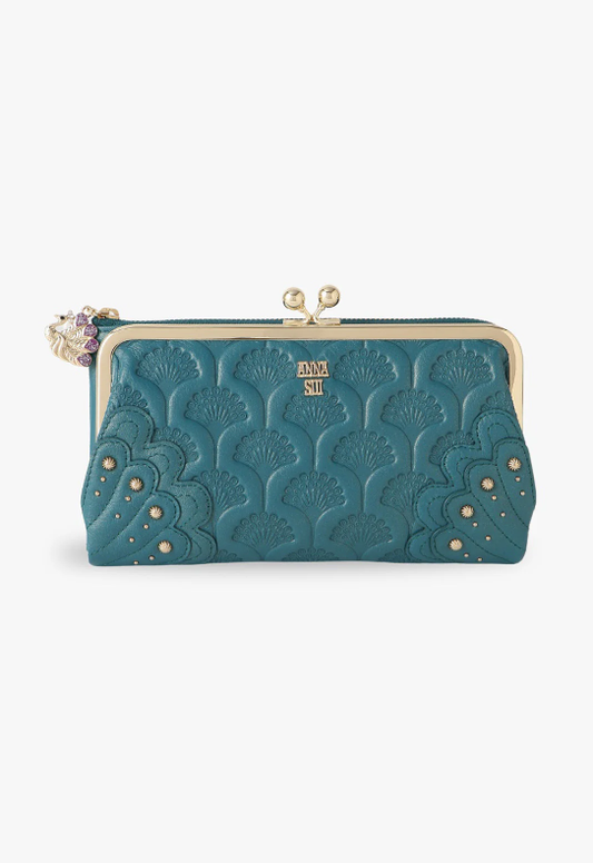 Peacock Embossed Wallet - Turquoise | Anna Sui