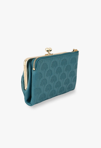 Peacock Embossed Wallet - Turquoise | Anna Sui
