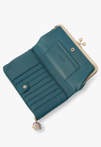 Peacock Embossed Wallet - Turquoise | Anna Sui
