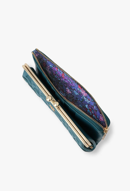 Peacock Embossed Wallet - Turquoise | Anna Sui