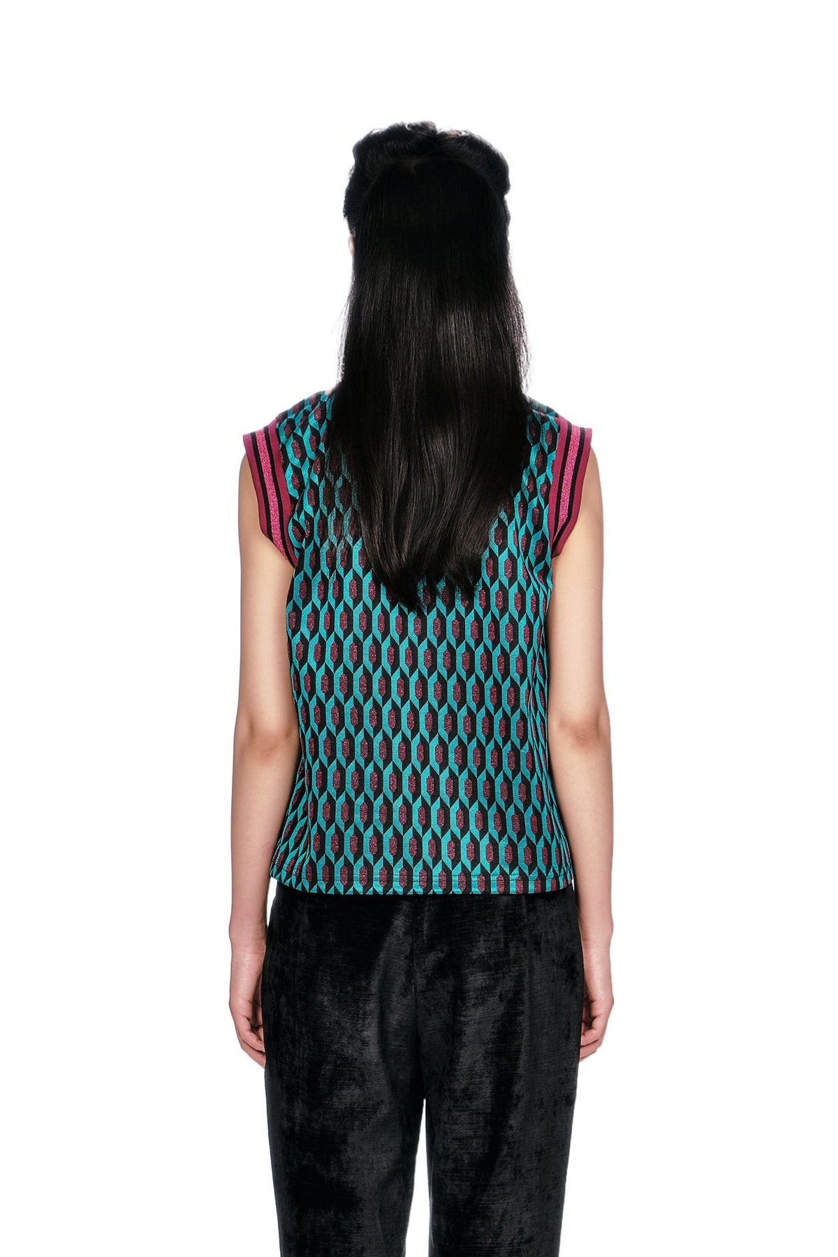 Glitter Geo Jacquard Pullover Vest | Anna Sui