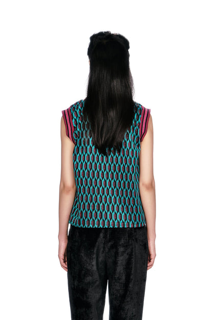 Glitter Geo Jacquard Pullover Vest | Anna Sui