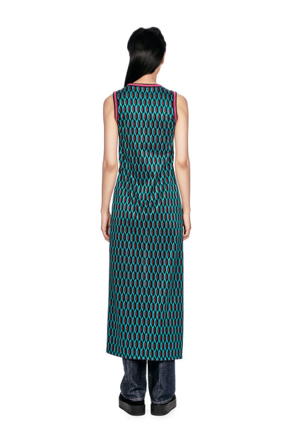 Glitter Geo Jacquard Long Vest | Anna Sui