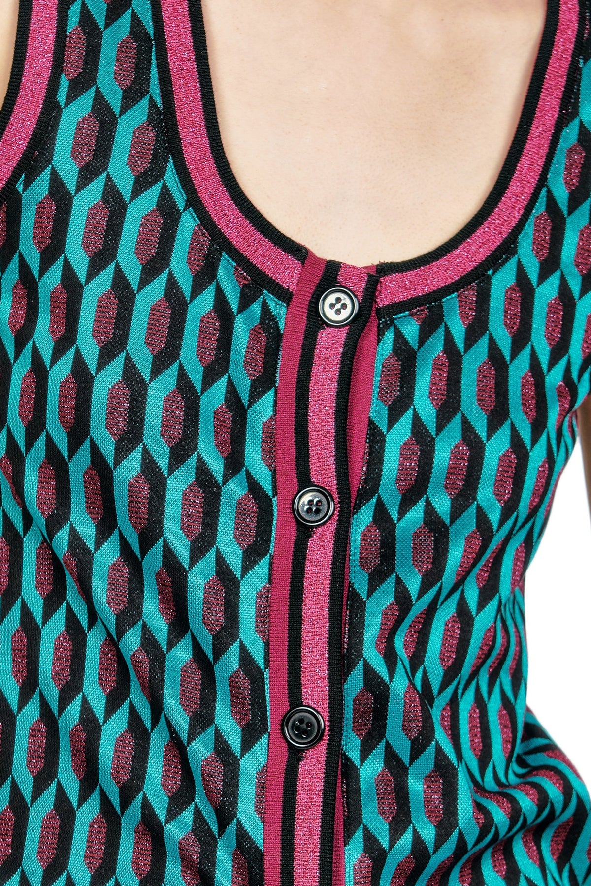 Glitter Geo Jacquard Long Vest | Anna Sui