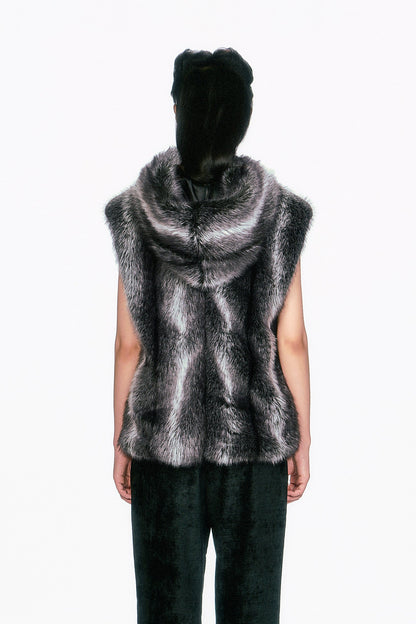Faux Silver Fox Hoodie | Anna Sui
